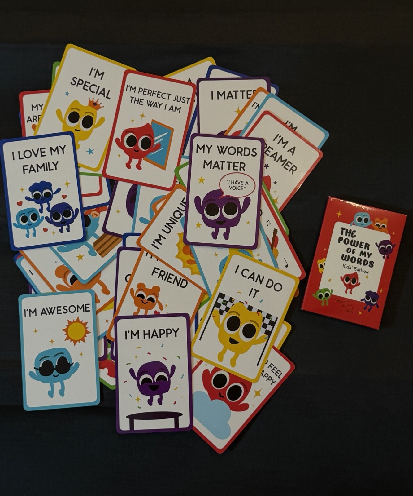Kids’ Positive Affirmation Cards Set, 45 Reusable Cards
