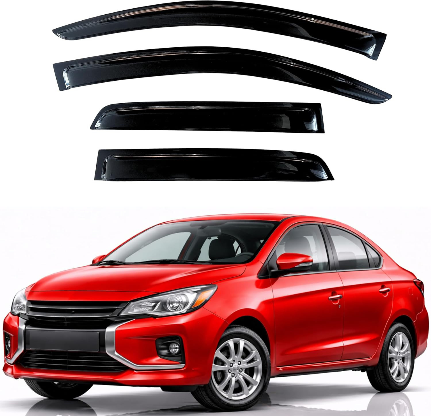 Rain Guards Fit for 2017-2024 Mitsubishi Mirage G4 Sedan, Out-Channel Window Vis