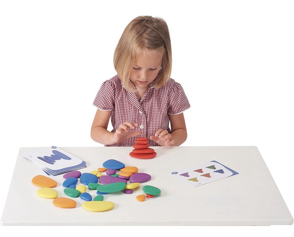 Set of 36 Sorting and Stacking Stones with 20 Activity Cards Home Learning New