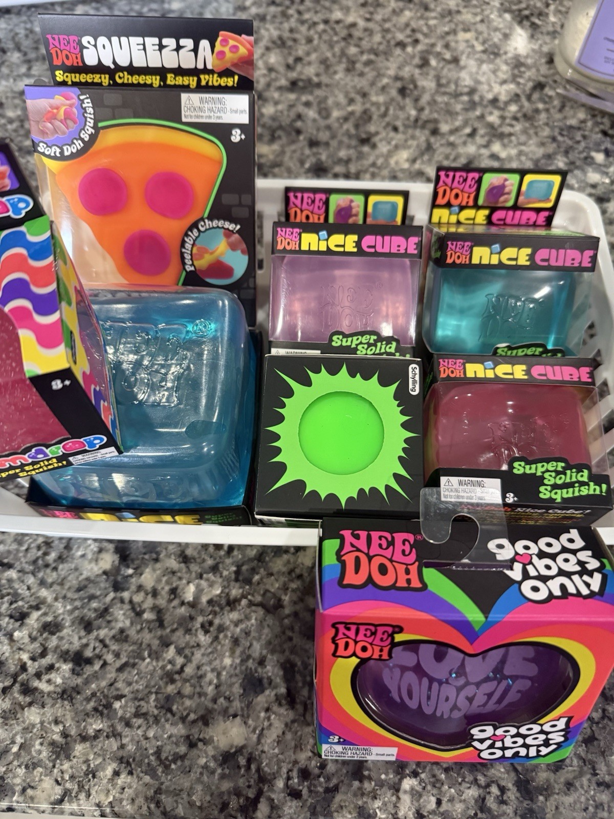 Nee Doh Sensory Squish Toys Lot: Nice Cube, Groovy Globe, Squeeza