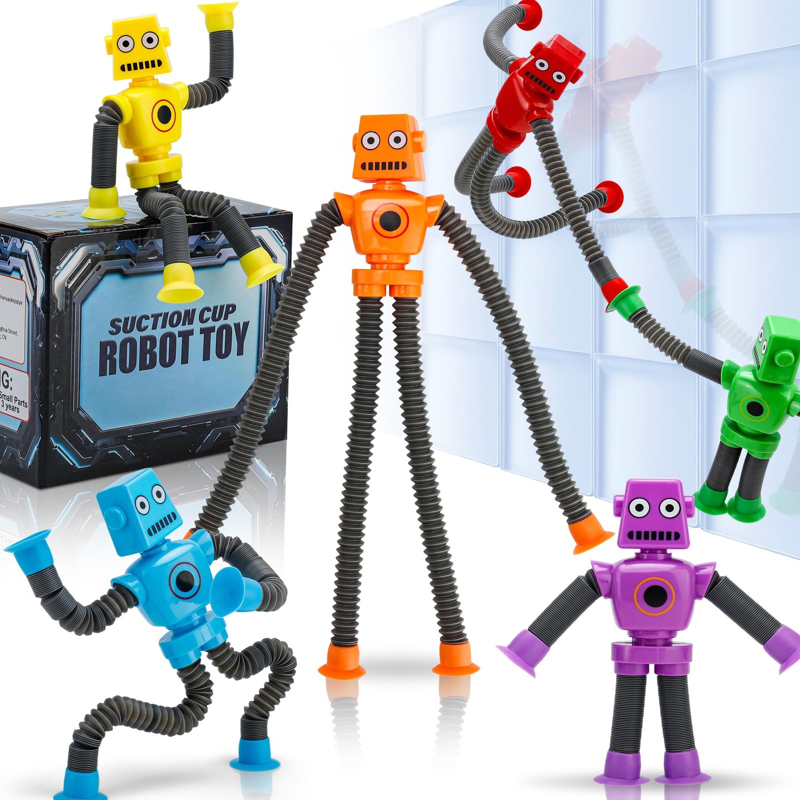 Robot Sensory Pop Tubes Toys 6PCS for Toddlers Boys 6 Piece Set, Multi-color