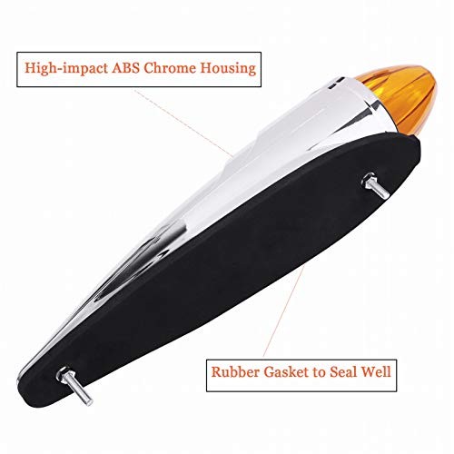 NPAUTO 5pcs Amber Torpedo Cab Marker Lights Chrome 17 LED Truck Roof Lights Top