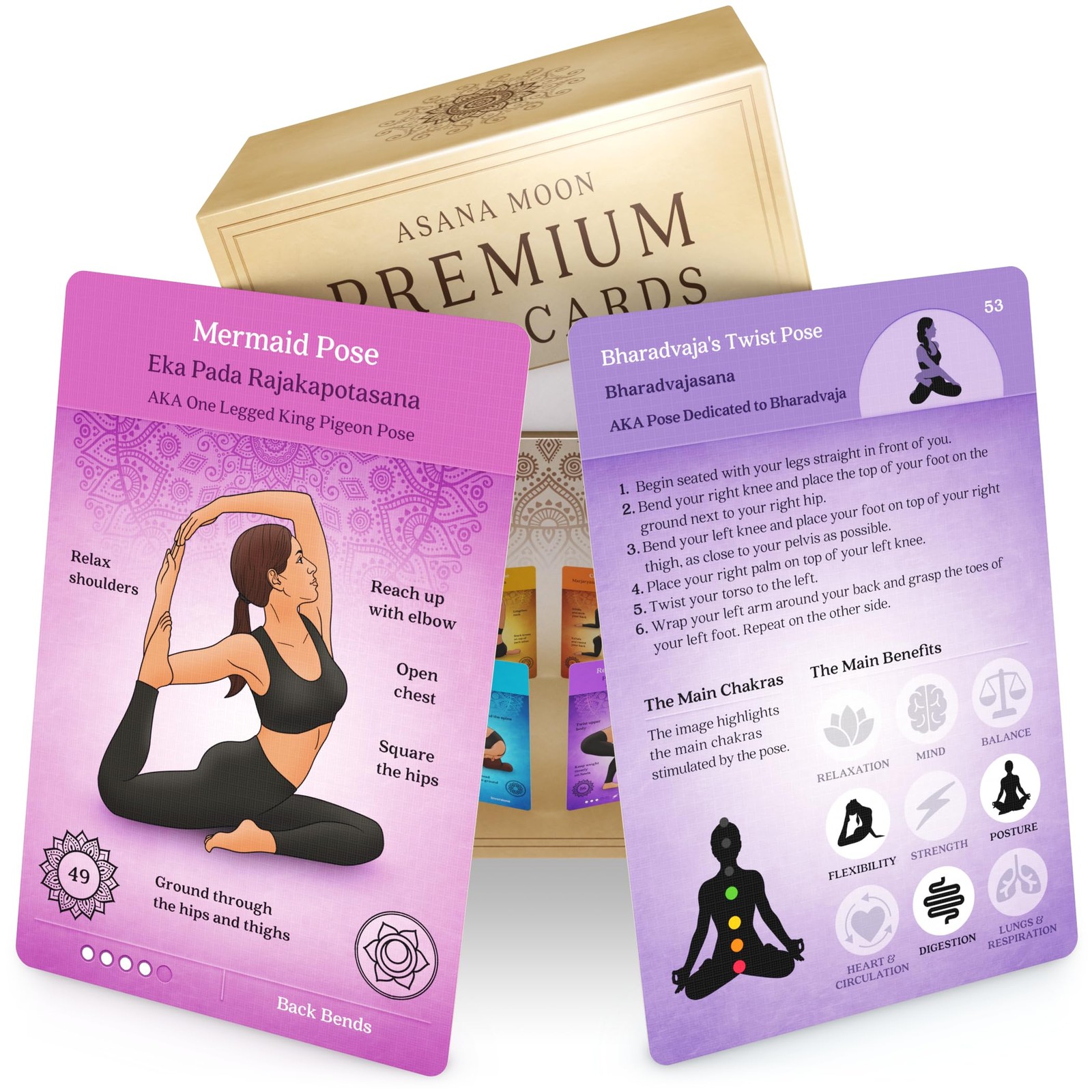 Asana Moon Premium Yoga Cards – Deck with Over 120 Yoga Poses – Yoga Sequenci…