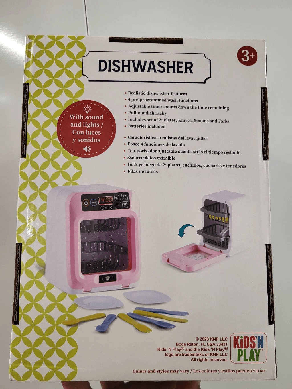 Kids N Play Pink Toy Dishwasher with Sound and Lights