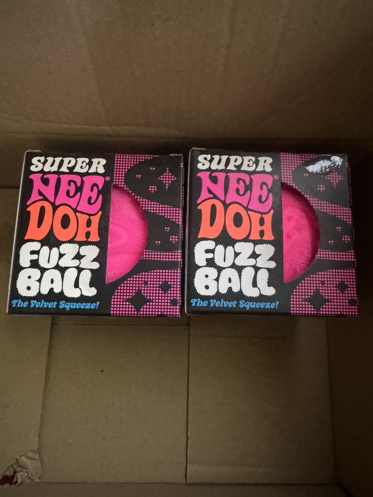 NeeDoh Super Fuzz Ball XL Velvet Squeeze PINK Fuzzball Squeeze Stress Ball NEW