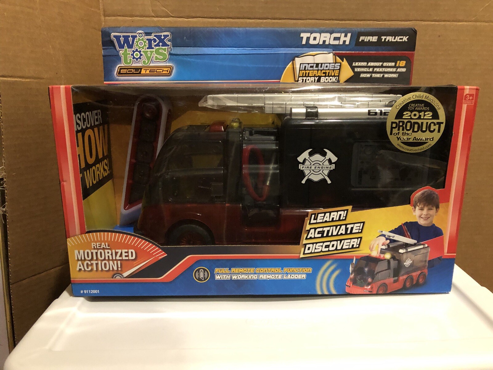 Worx Toys Torch Fire Truck with Interactive Book Red Black Motorized Action New