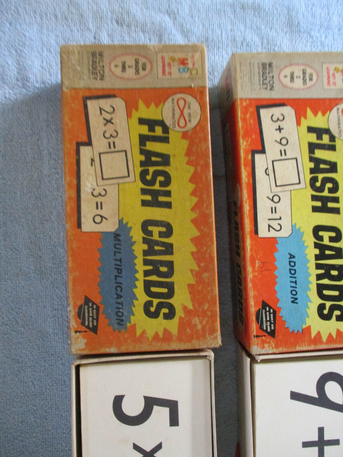 1964 Milton Bradley Flash Cards Addition 7611 And Multiplication 7613 Vintage