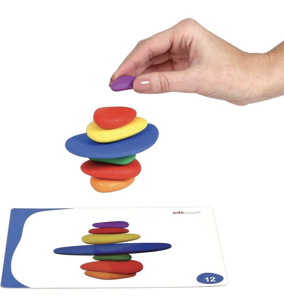Set of 36 Sorting and Stacking Stones with 20 Activity Cards Home Learning New