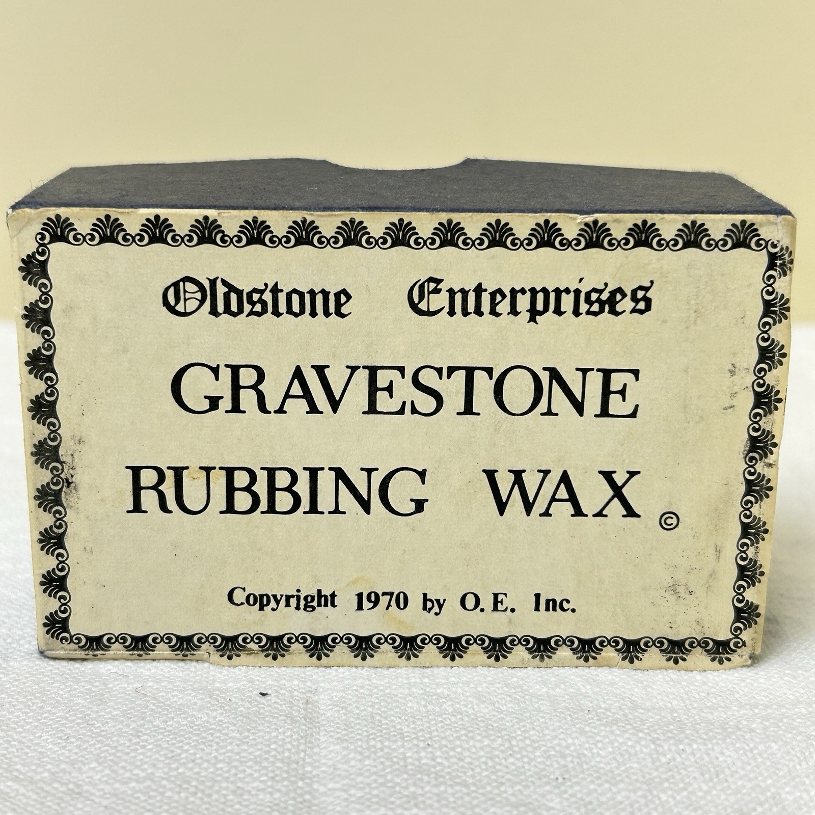 Grave Stone Rubbing Wax Oldstone Enterprises Vintage 1970 Black
