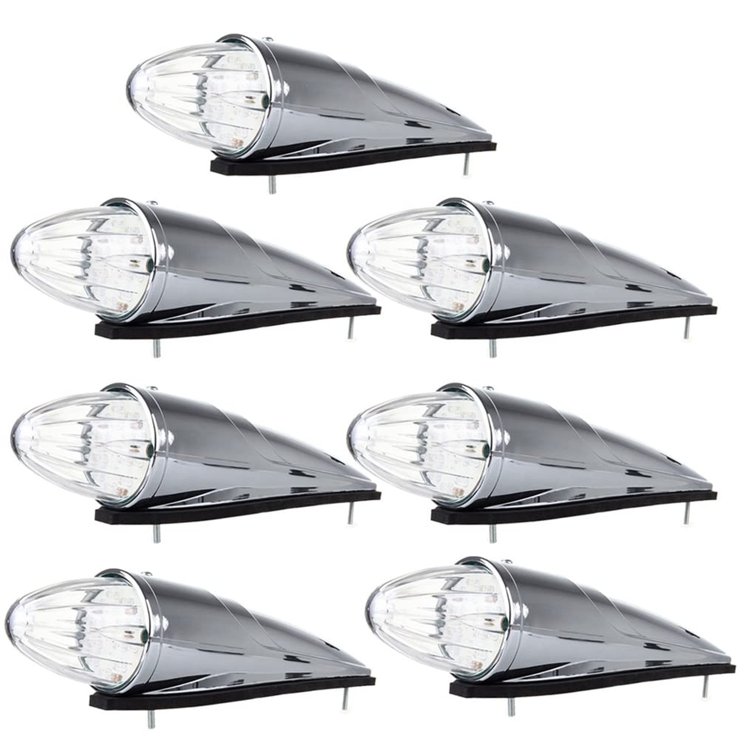 17 LED Torpedo Cab Lights Chrome Clear LED Top Cab Marker Roof Running Lights…