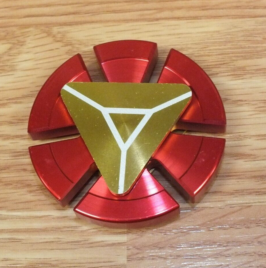 Red & Gold Tone Iron Man Marvel Themed Metal Fidget Spinner Toy in Case