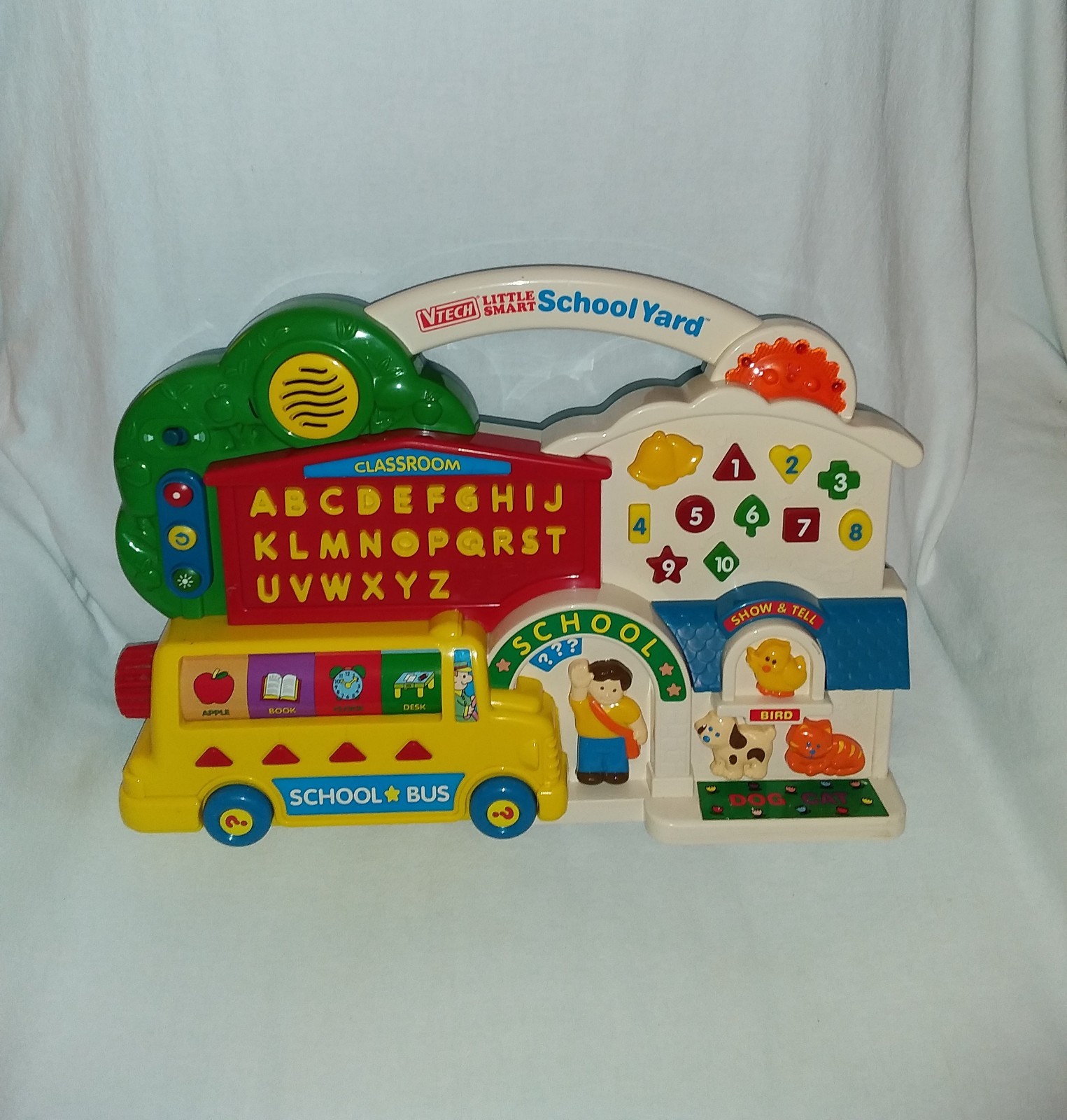 Vtg VTech Little Smart School Yard Learning Toy w/ School Bus,Talks,Lights,Works