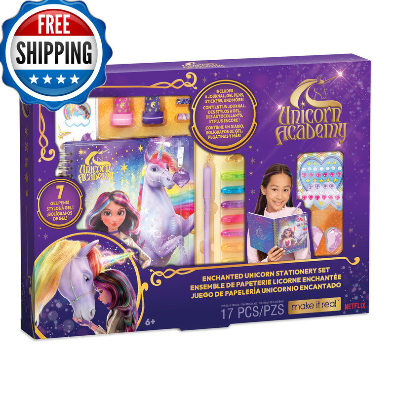 Make It Real Unicorn Academy Enchanted Unicorn Stationery Set – 17Pc Journal