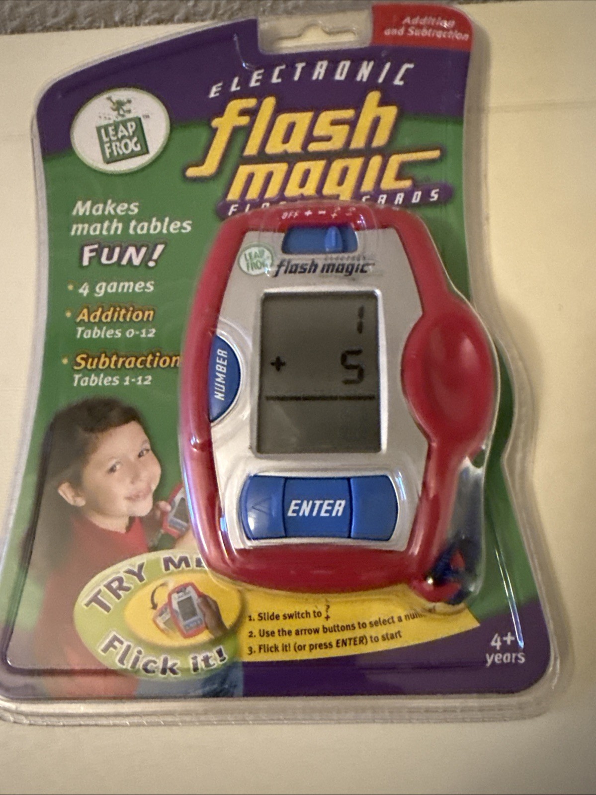 Leap Frog Flash Magic Electronic Handheld Game Addition & Subtraction Works