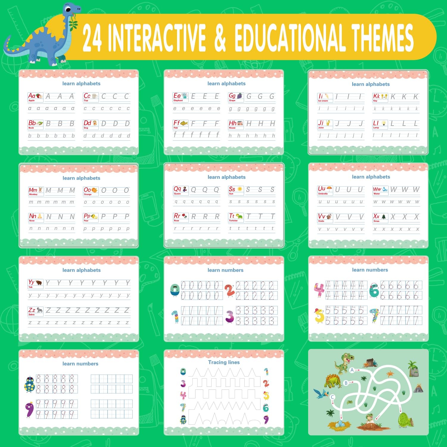 NASHRIO Montessori 24 Themes Busy Book for Toddlers 3-5, 8″ x 11″, Yellow