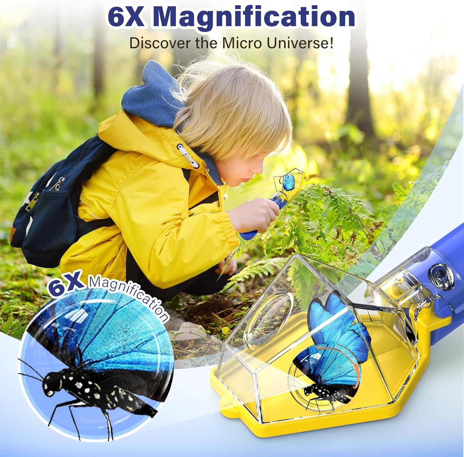 Bug Catcher for Kids, Insect Trap Kit with 6X Magnifier Glass – STEM Educational