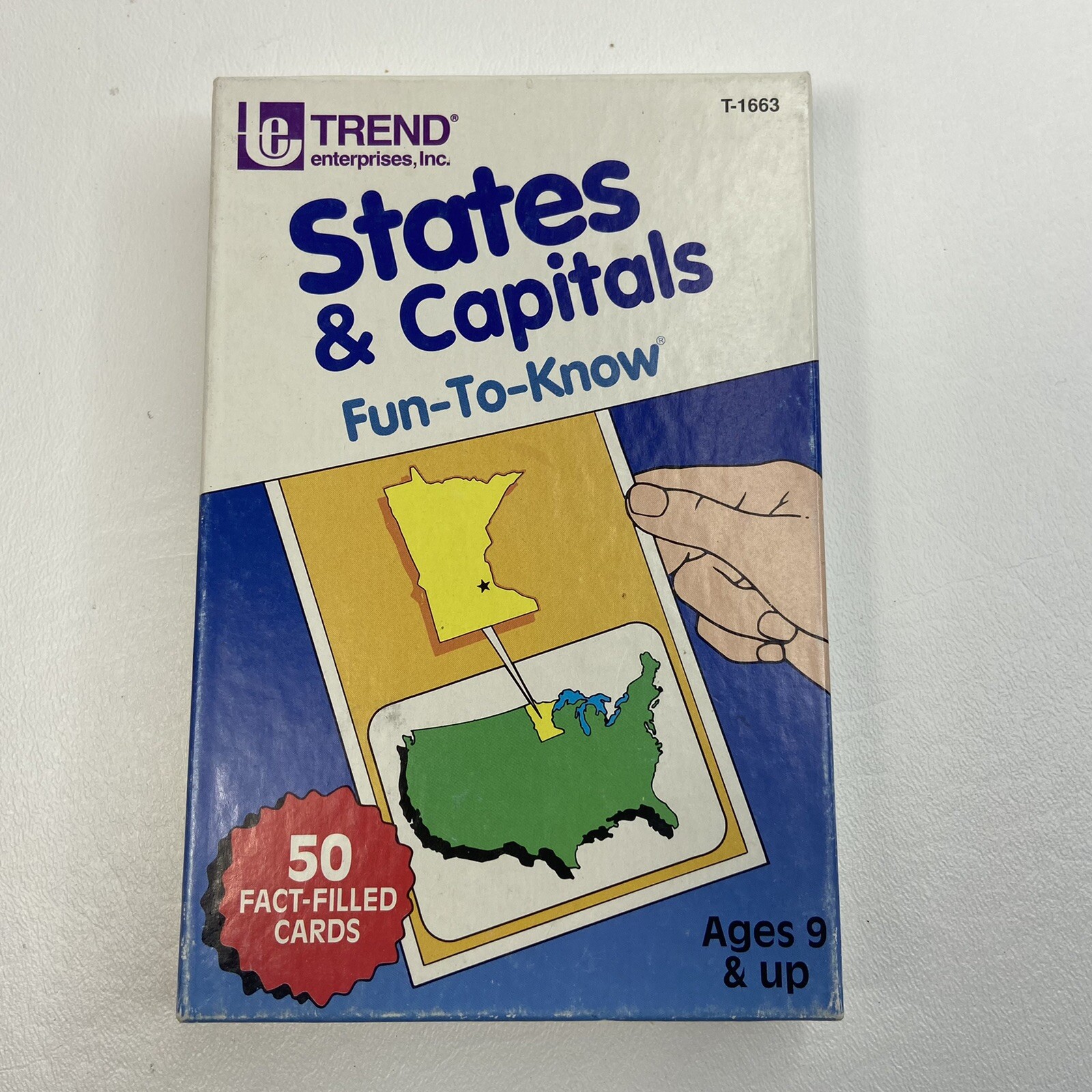 Vintage 1987 States & Capitals Fact-Filled Cards: 50 Count