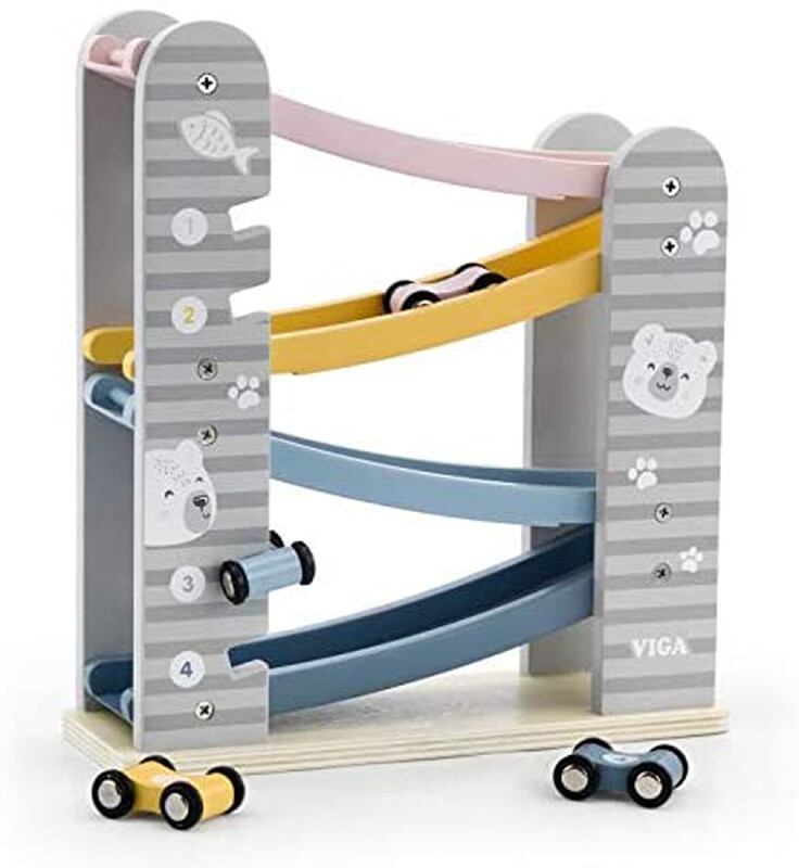 The Original Toy Company PolarB Solid Hardwood – Car Slider Playset – 425533