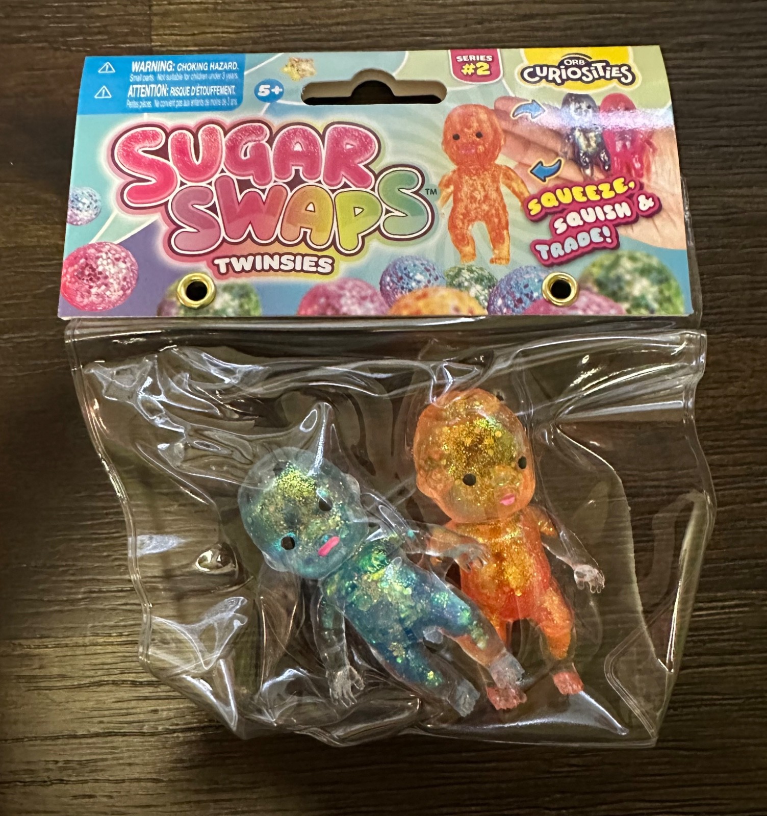 Sugar Swaps Twinsies Babies Mini Squishy Squeeze Twins Fidget Toy *Blue/Orange*