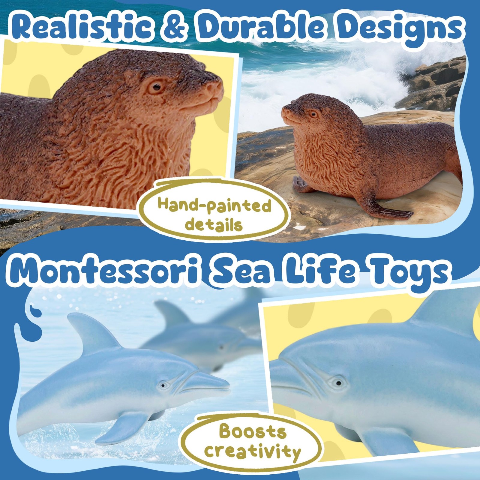 Beetots Ocean Sea Life Toy Figures Set for Kids, 12 PCS Realistic Marine Anim…