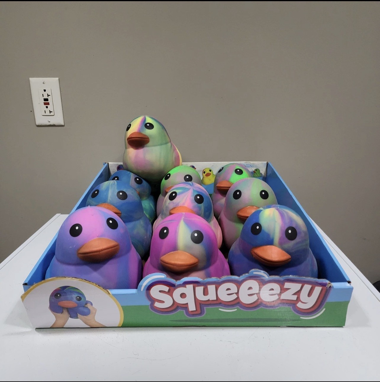 Sunny Days Jumbo Squeezy Duck Tie-Dye Squishy Stress Relief Toy Colors Vary