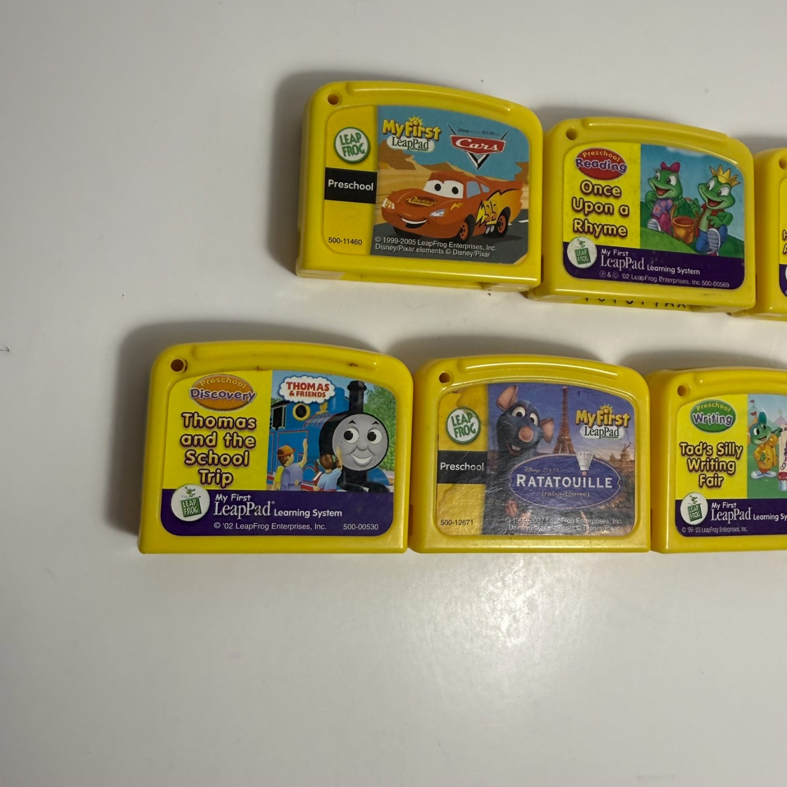 Lot of 7 Leap Frog Game Cartridges Pixar Cars Jay Jay Thomas Train etc My first