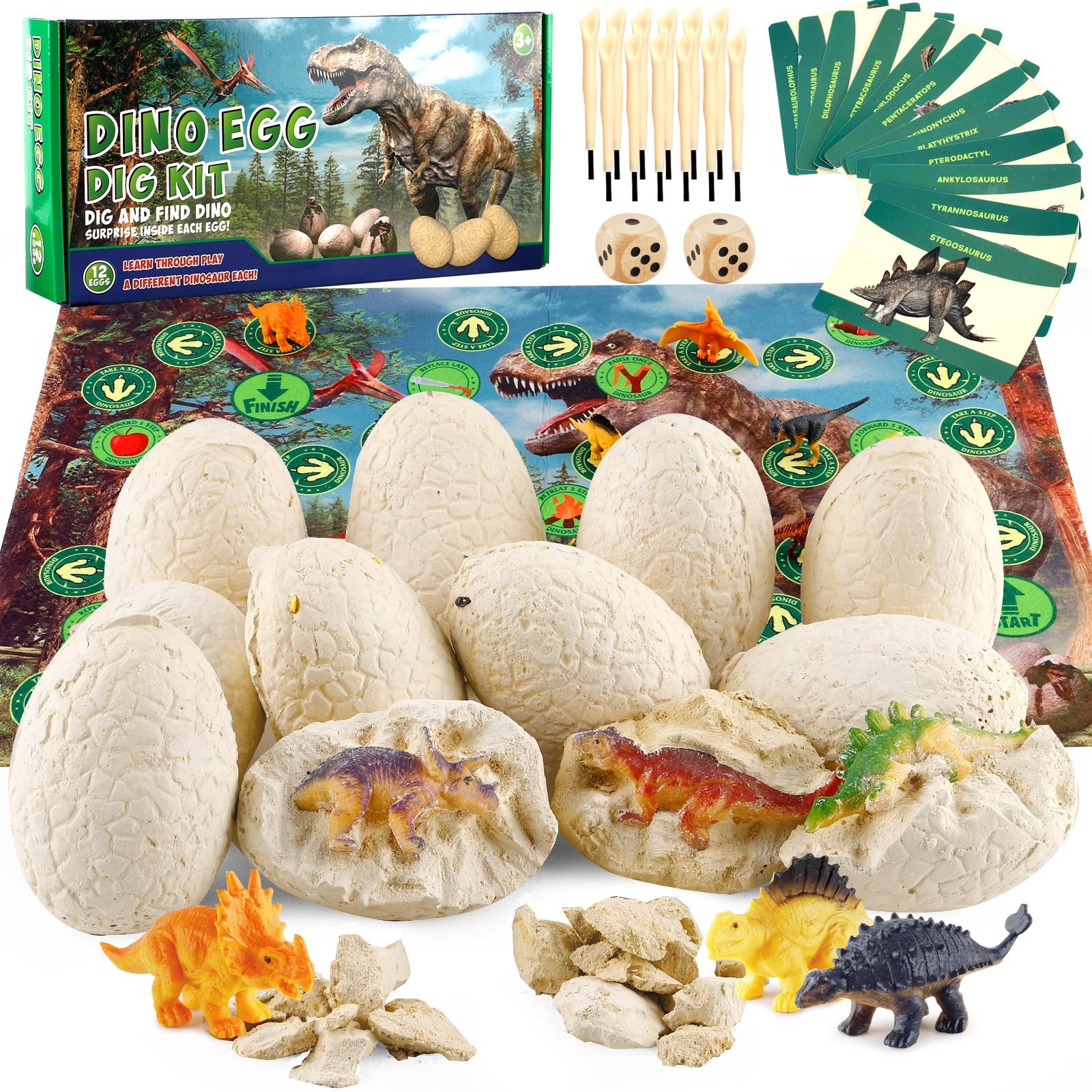 Fossil Dinosaur Eggs Excavation Kit for Kids 5-7 – STEM Science Toys