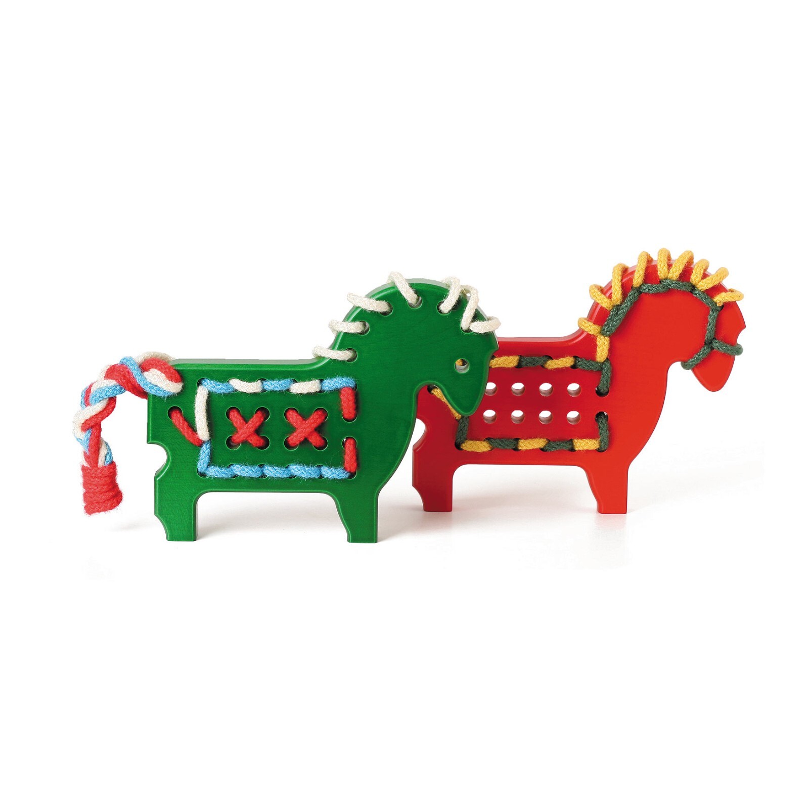 Kurt Naef Schnurpfel Pony wooden toy lacing threading knotwork made in Swiss