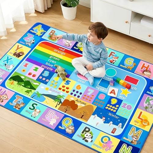 Kids Educational Area Rug 3×5, Non-Slip ABC Alphabet Rug for Playroom Bedroom,