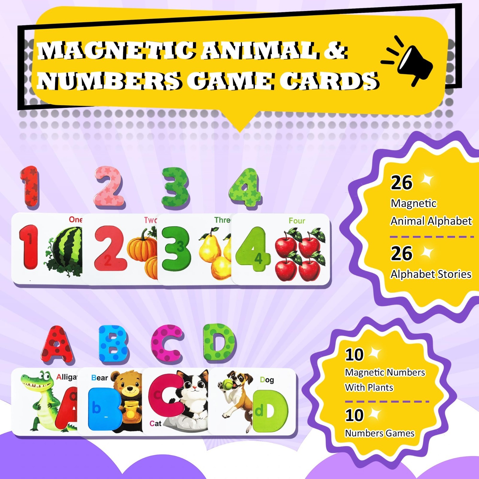 Magnetic Alphabet & Number Flash Cards Set – Montessori Puzzle Games for Kids 3-