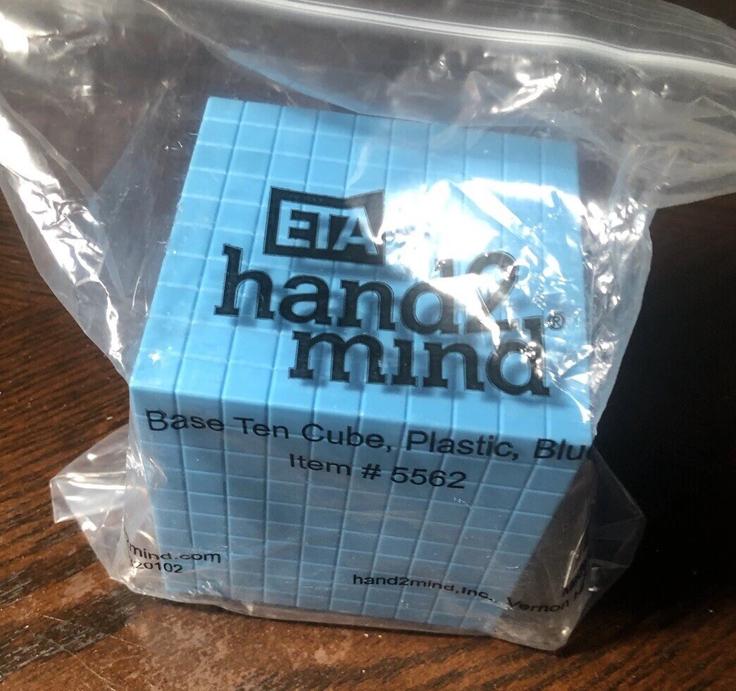 ETA 10 x 10 x 10 Math Manipulative Cube 5579 Blue Hard Plastic Hand2Mind