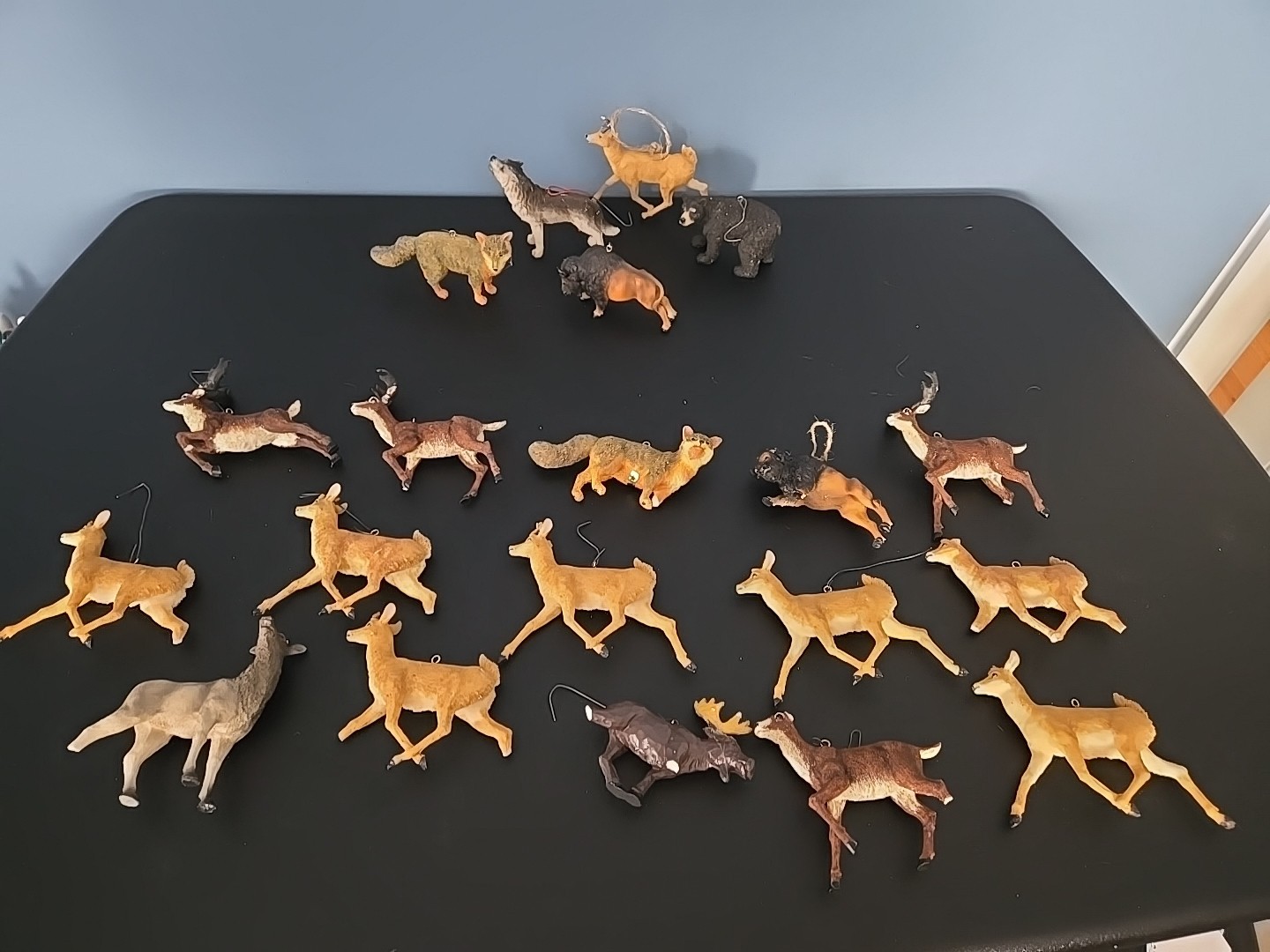 Animal Wildlife Wolf Deer Bear Bison Fox Ornament Figurine Hand Painted Resin