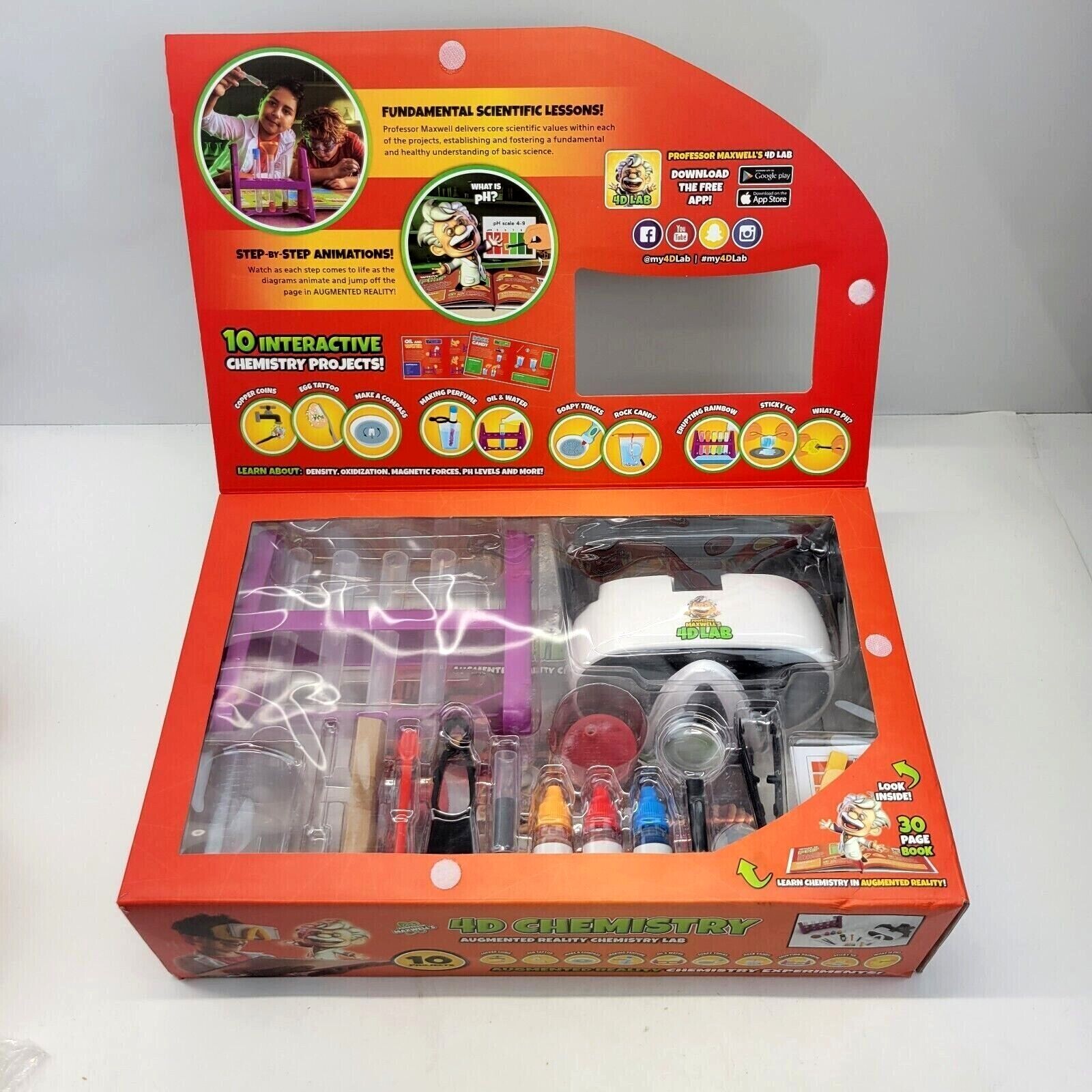 Professor Maxwells 4D Augmented Reality Chemistry Lab Stem Incomplete Open Box