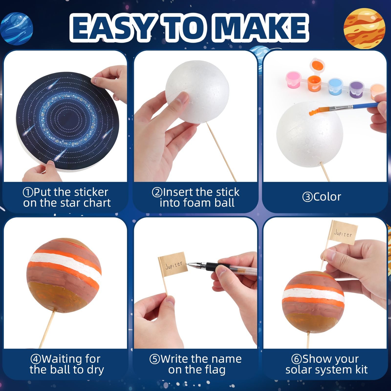 64 PCS Solar System Project Kit, Solar System Model Kit with 13 Mix Foam Ball…