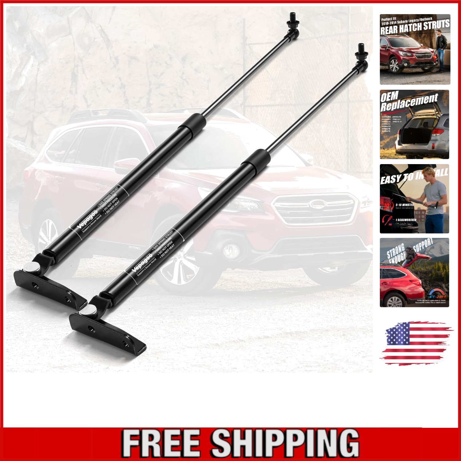 Durable Metal Gas Struts for Subaru Legacy & Outback – 2010-2014 Compatibility