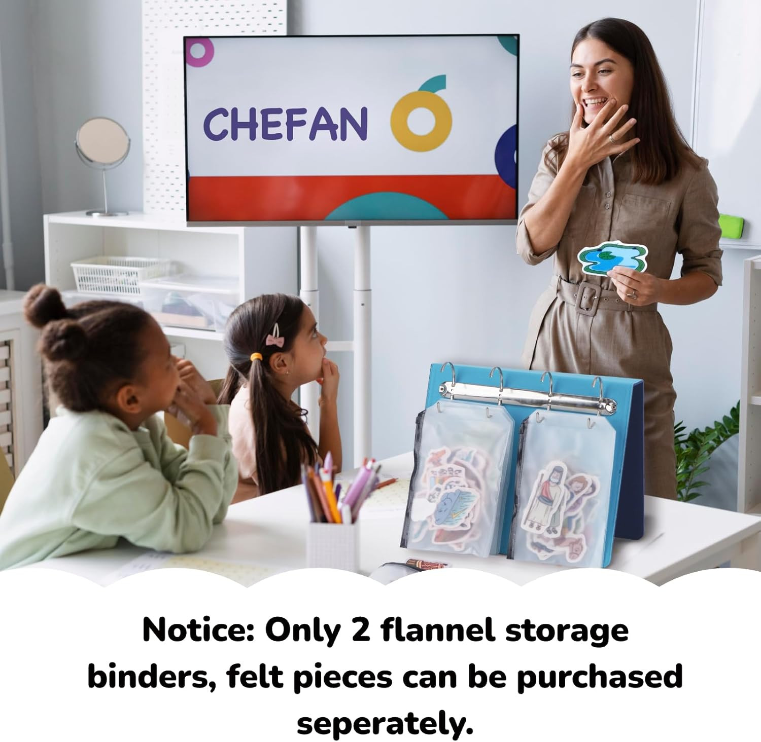 12 Felt Board Bible Stories Set + 2 Storage Binders for Easy Organization