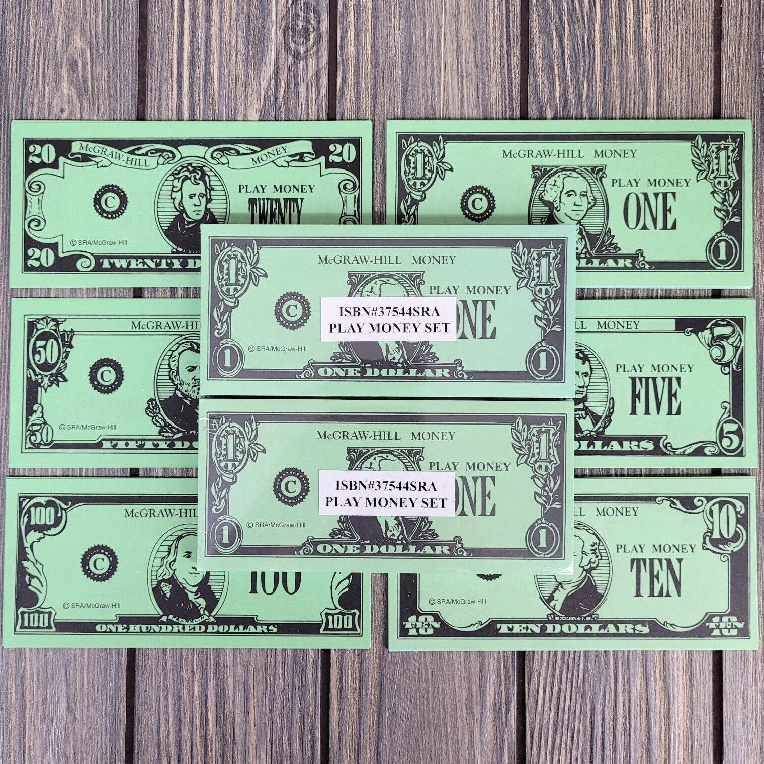 2x 100 Bill Packs Mcgraw-Hill Play Money Homeschool Math New Sealed Educational