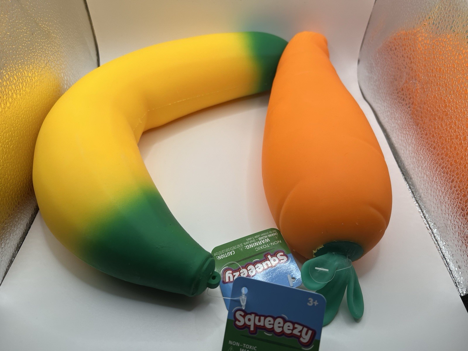 Sunny Days Jumbo Banana & Squeezy Carrot LOT OF 2 Viral Tiktok