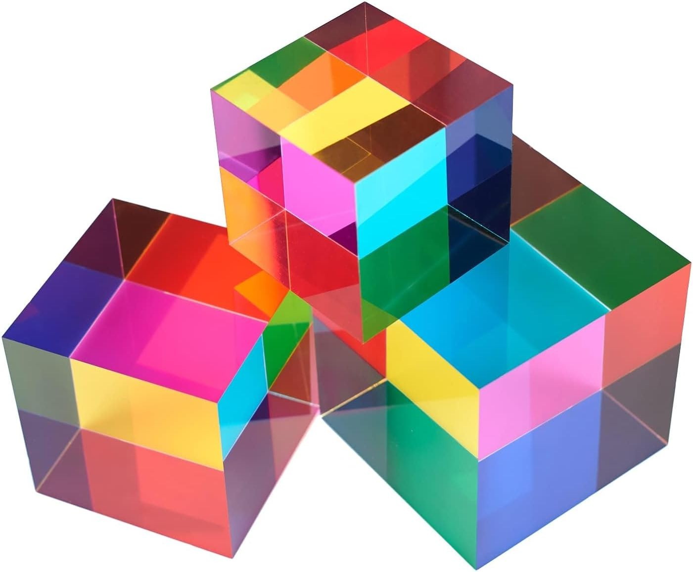 CMY Mixing Color Cube, 70mm 2.75 inch Acrylic Prism for Home or Office Decora…