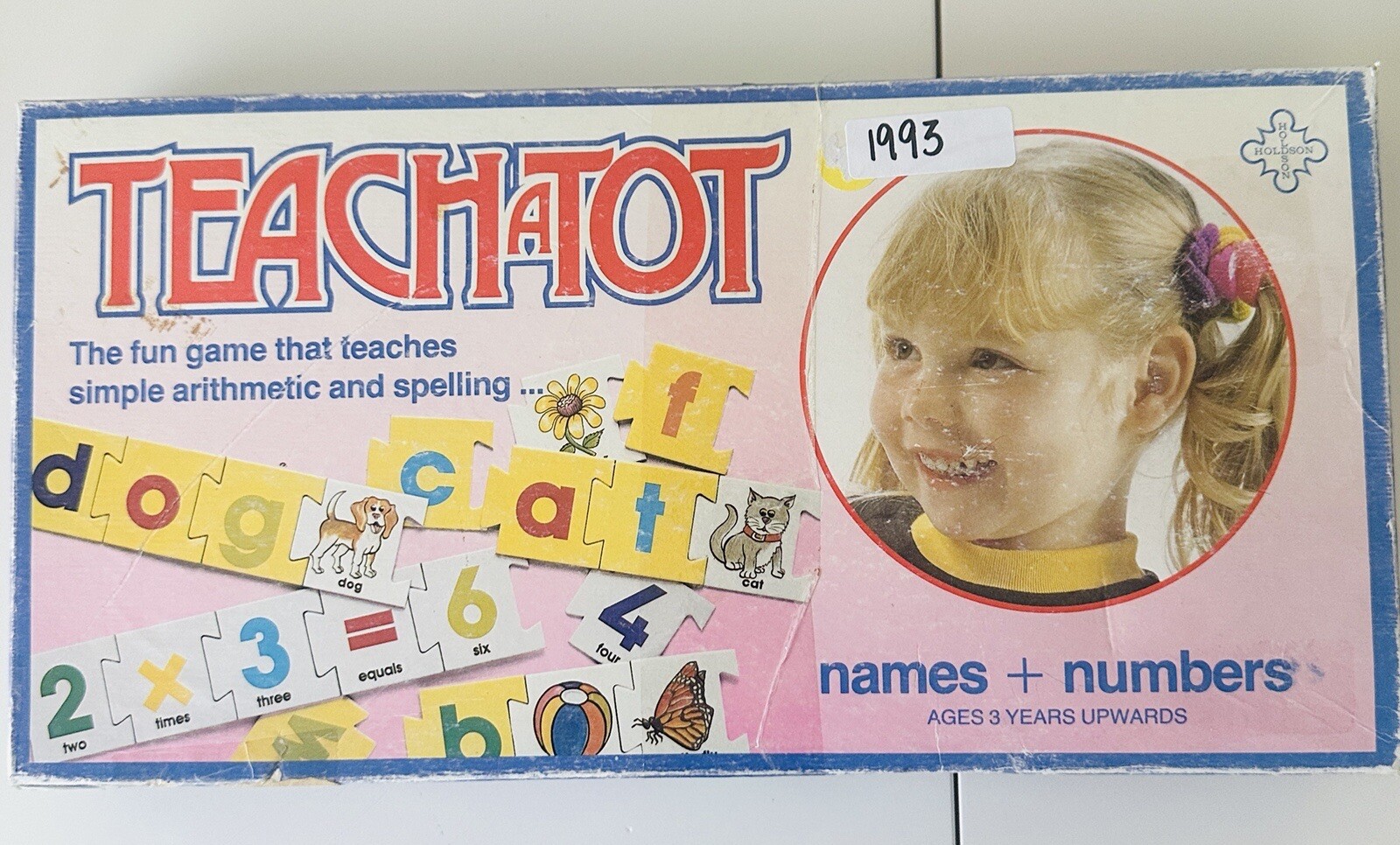 VTG Teach a Tot Game Spelling Arithmetic Learning Interlocking Cards Holdson ‘93