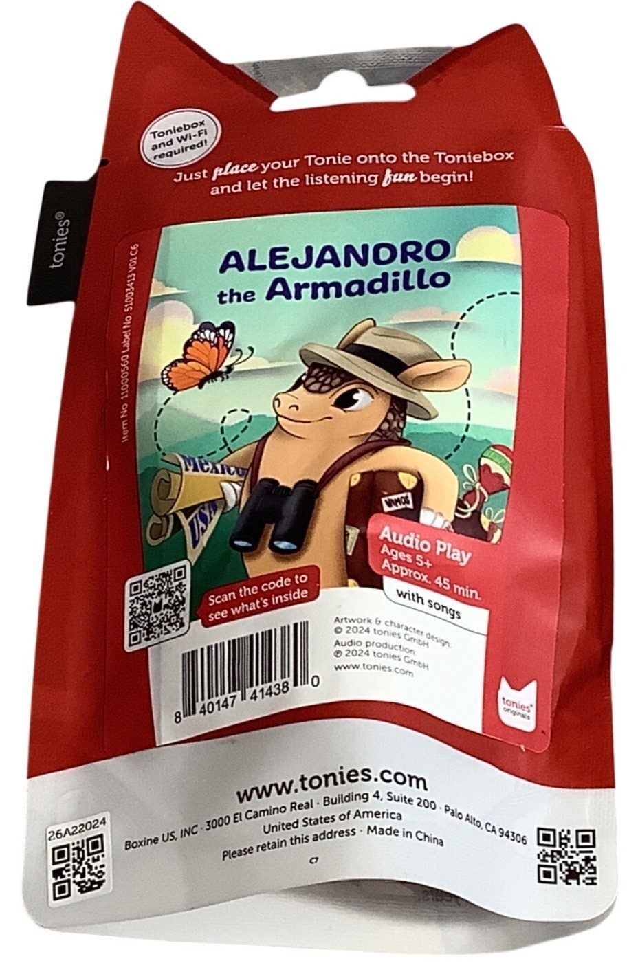 Alejanoro The Armadillo Tonies Audio Play With Songs Figurine For Toniebox