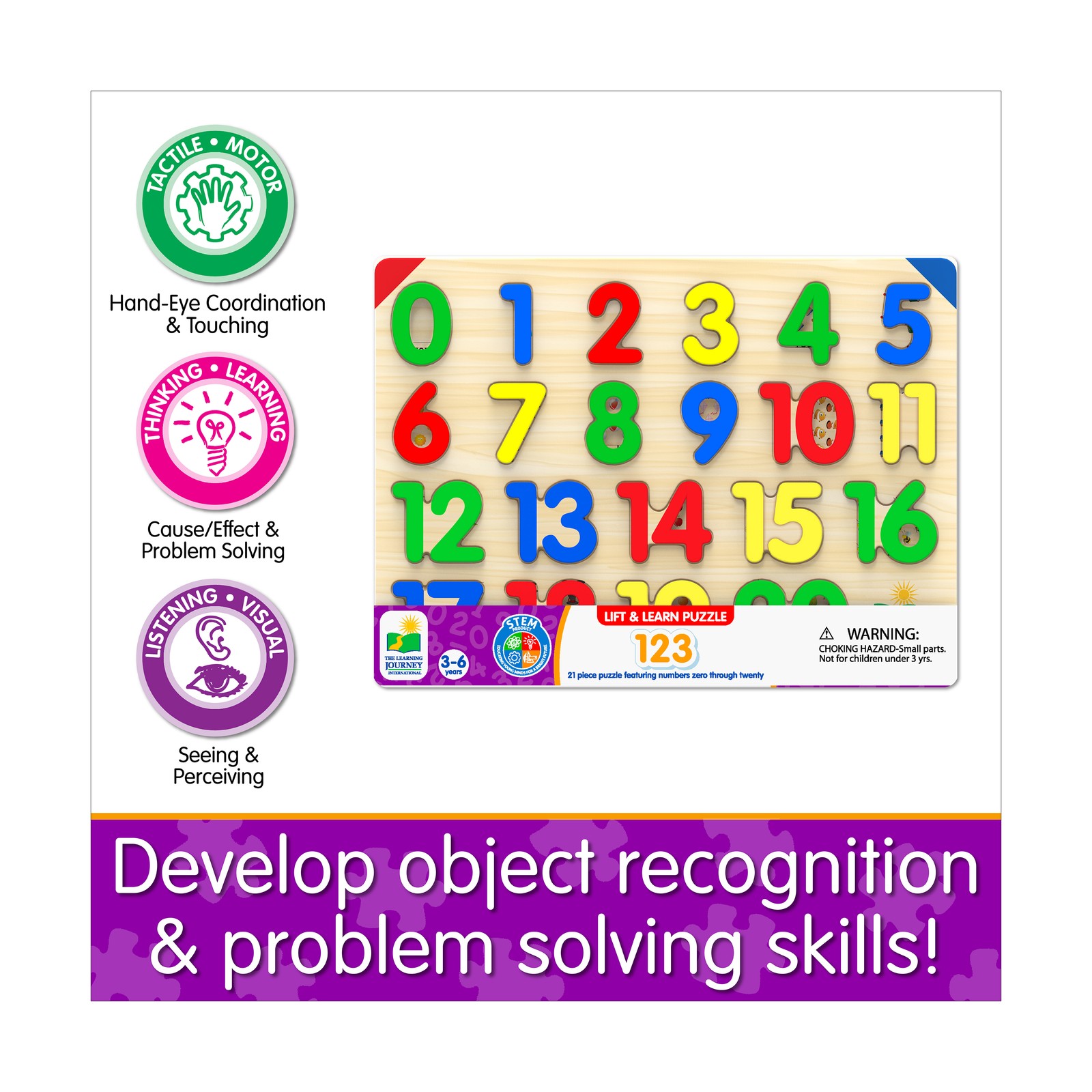 New – The Learning Journey Lift & Learn Puzzle – 123: 21 Pcs – Ages 3-6