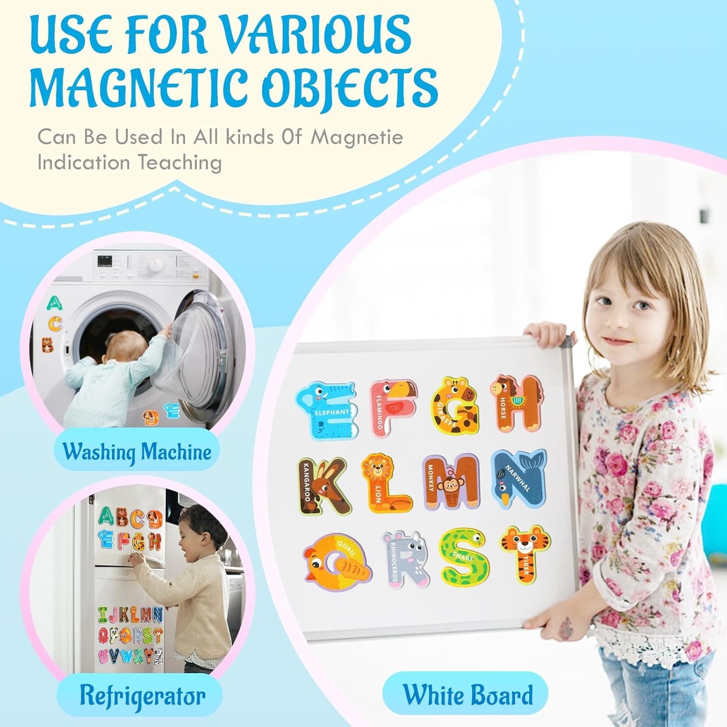 Magnetic Letters for Toddlers 1-3, 26PCS Cute Animal Alphabet Magnets Letters…