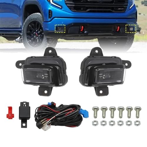 Pair Fog Light Assembly Compatible with 2022 2023 2024 Sierra 1500 Front