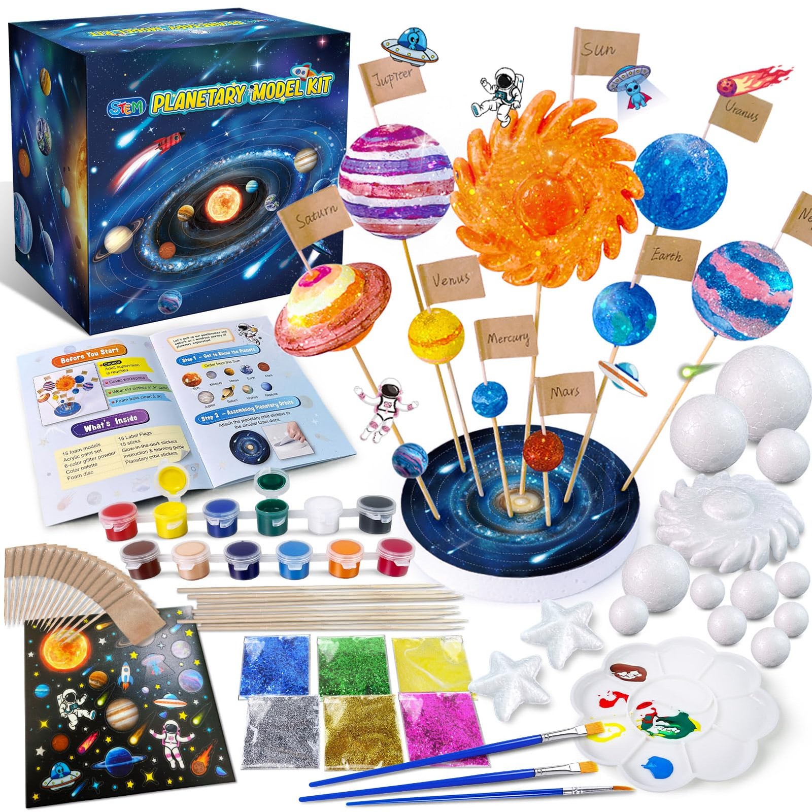 Solar System Model Foam Kit with 9 Size Foam Balls, Painting DIY Planets Toys…