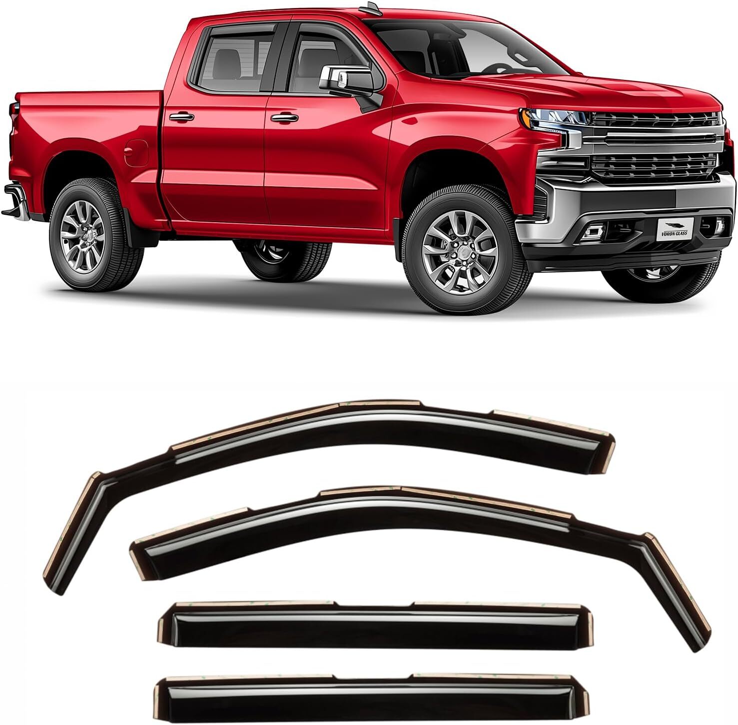 For Malibu 16-24 Voron Glass in-Channel Extra Durable Rain Guards for Chevy