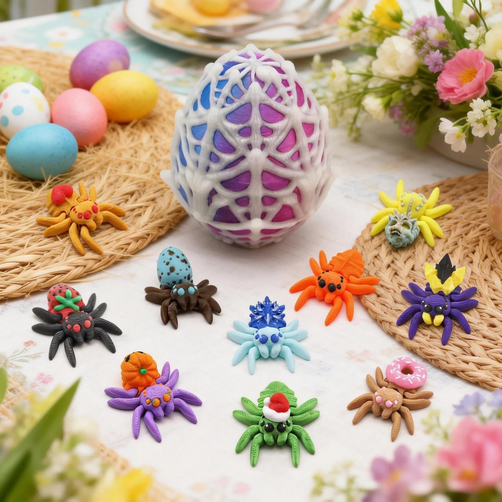 3D Printed Spider Egg with 10 Unique Spiders Inside, 3D Printed Animals Fidge…