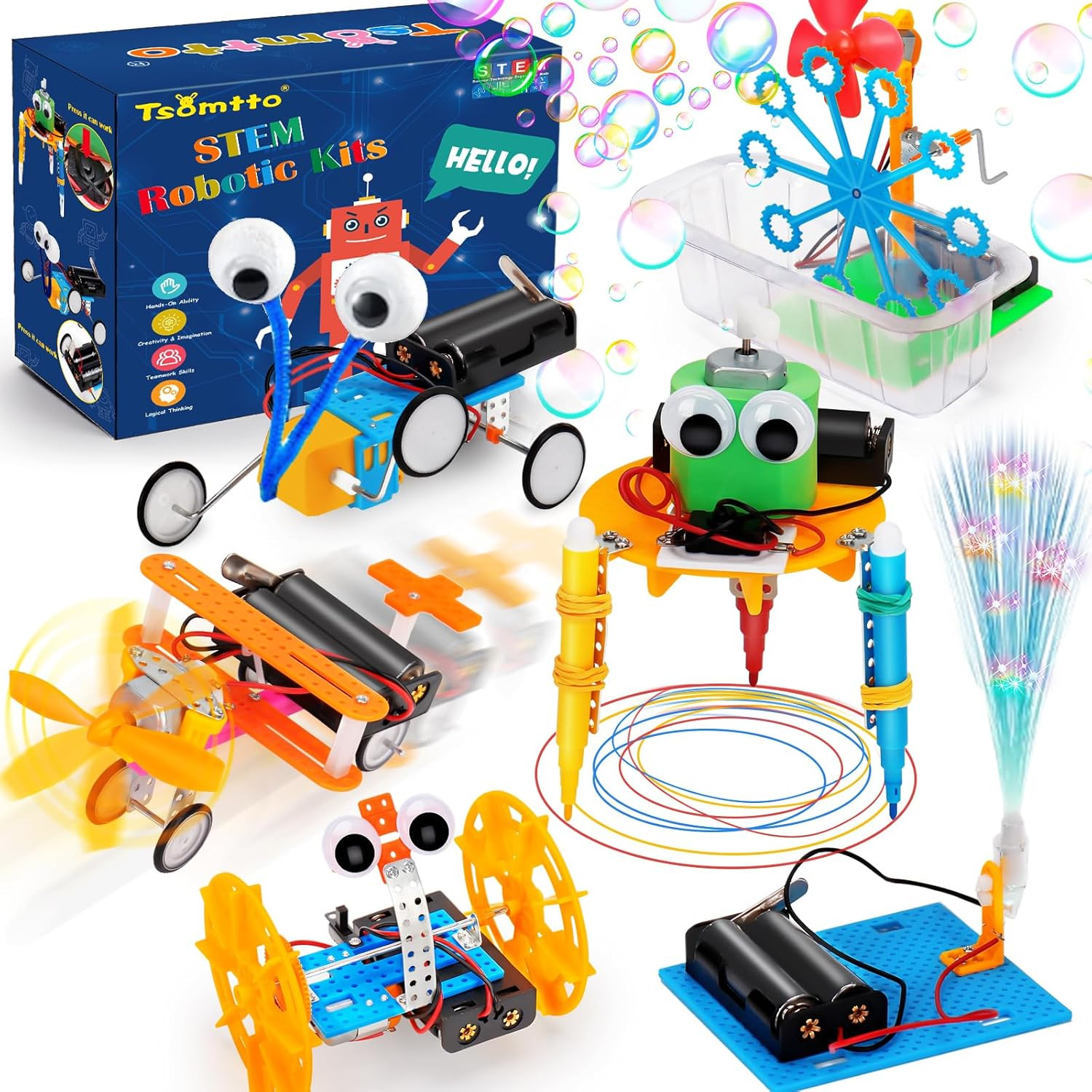 STEM Robotics Kit 6 Set Science Experiments Project Activities Toys for Kids 4-8