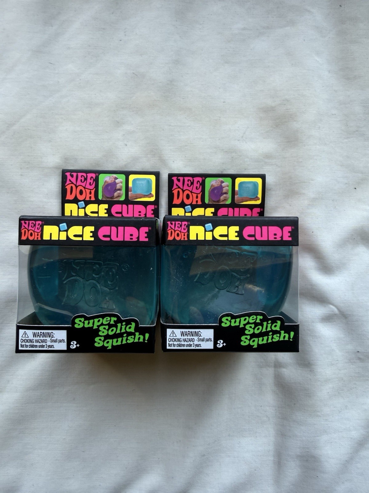 Lot of 5 NeeDoh Squeeze Toys – 2 Nice Cubes + 3 Groovy Globs (2 Pink, 1 Green)