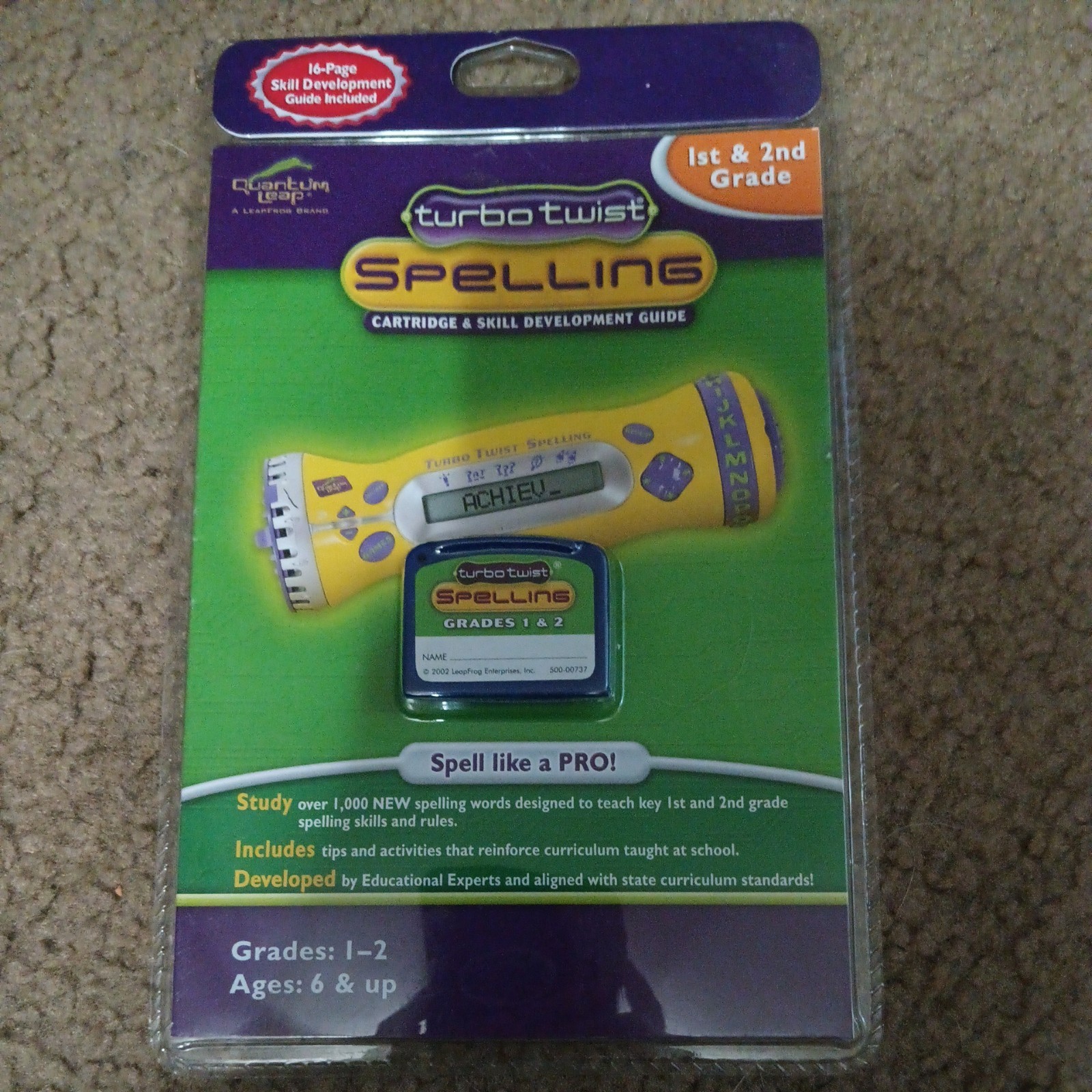 Turbo Twist LeapFrog Quantum Leap Spelling Cartridge & Parent Guide 1st & 2nd